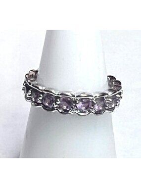 Ring Bomb Party Ring size 6 clear like lavender stones silver color band
